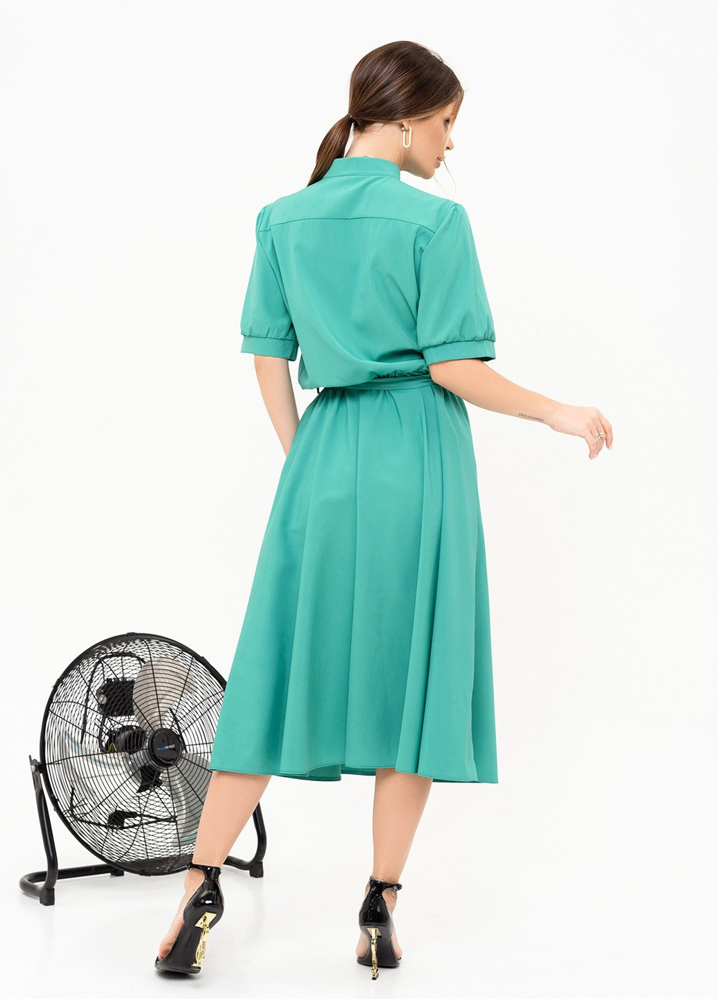 Зелена повсякденний сукня жіноча сорочка ISSA PLUS однотонна