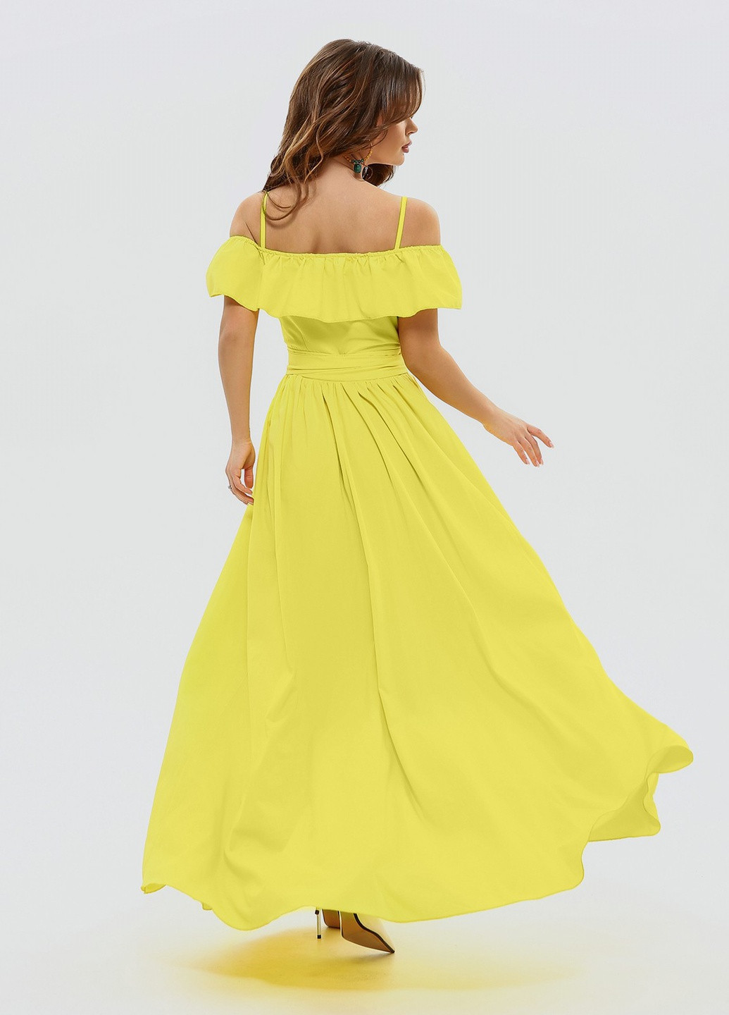 Жовтий повсякденний сукня жіноча на запах ISSA PLUS однотонна