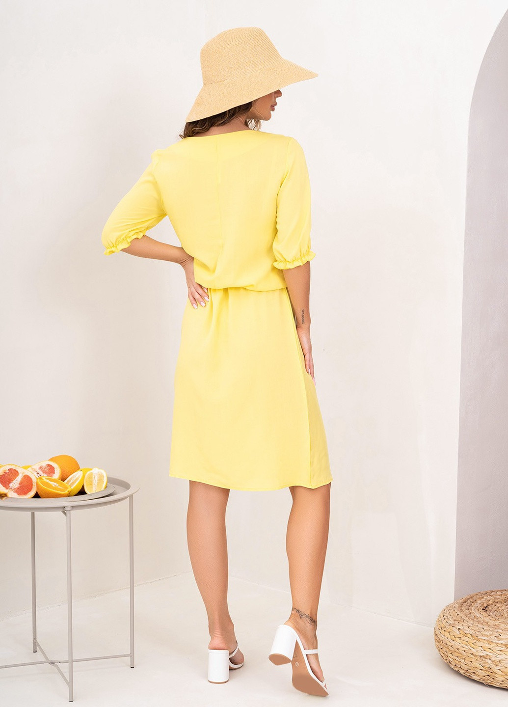 Жовтий повсякденний сукня жіноча ISSA PLUS однотонна