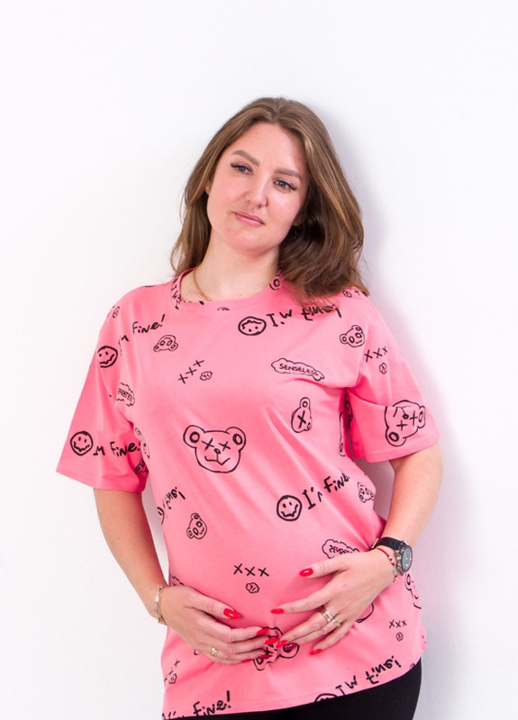 Рожева літня футболка жіноча для вагітних рожевий (12153-v0) No Brand