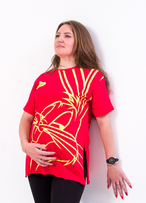 Красная летняя футболка жіноча для вагітних червоний (13157-v2) No Brand