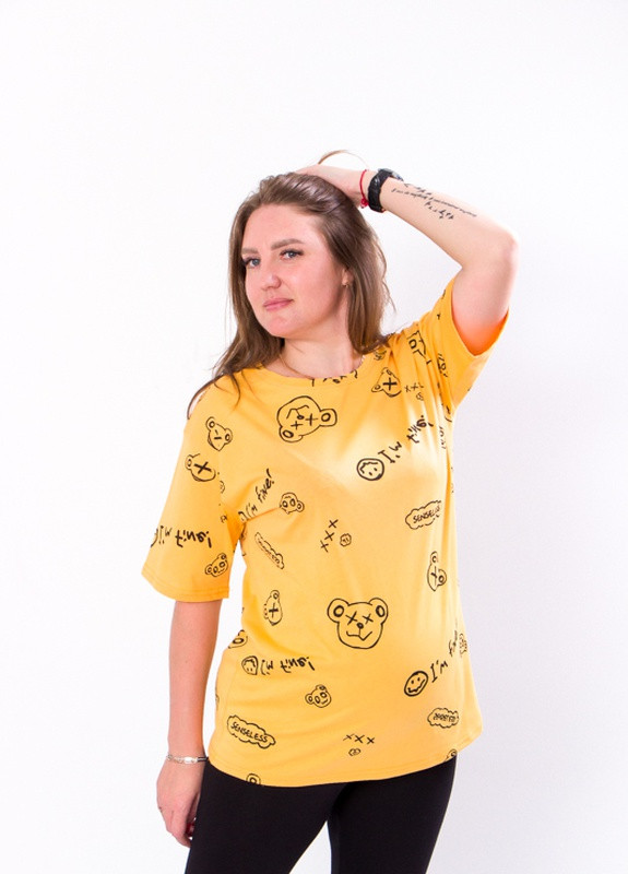Желтая летняя футболка жіноча для вагітних жовтий (12153-v5) No Brand