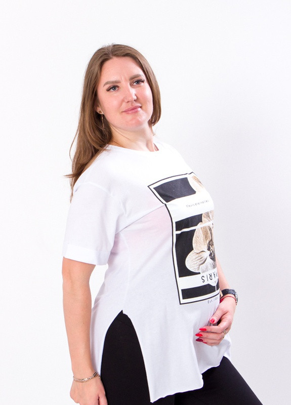 Белая летняя футболка жіноча для вагітних білий (13158-v0) No Brand