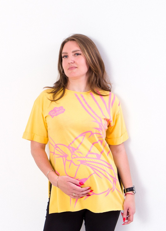 Желтая летняя футболка жіноча для вагітних жовтий (13157-v1) No Brand