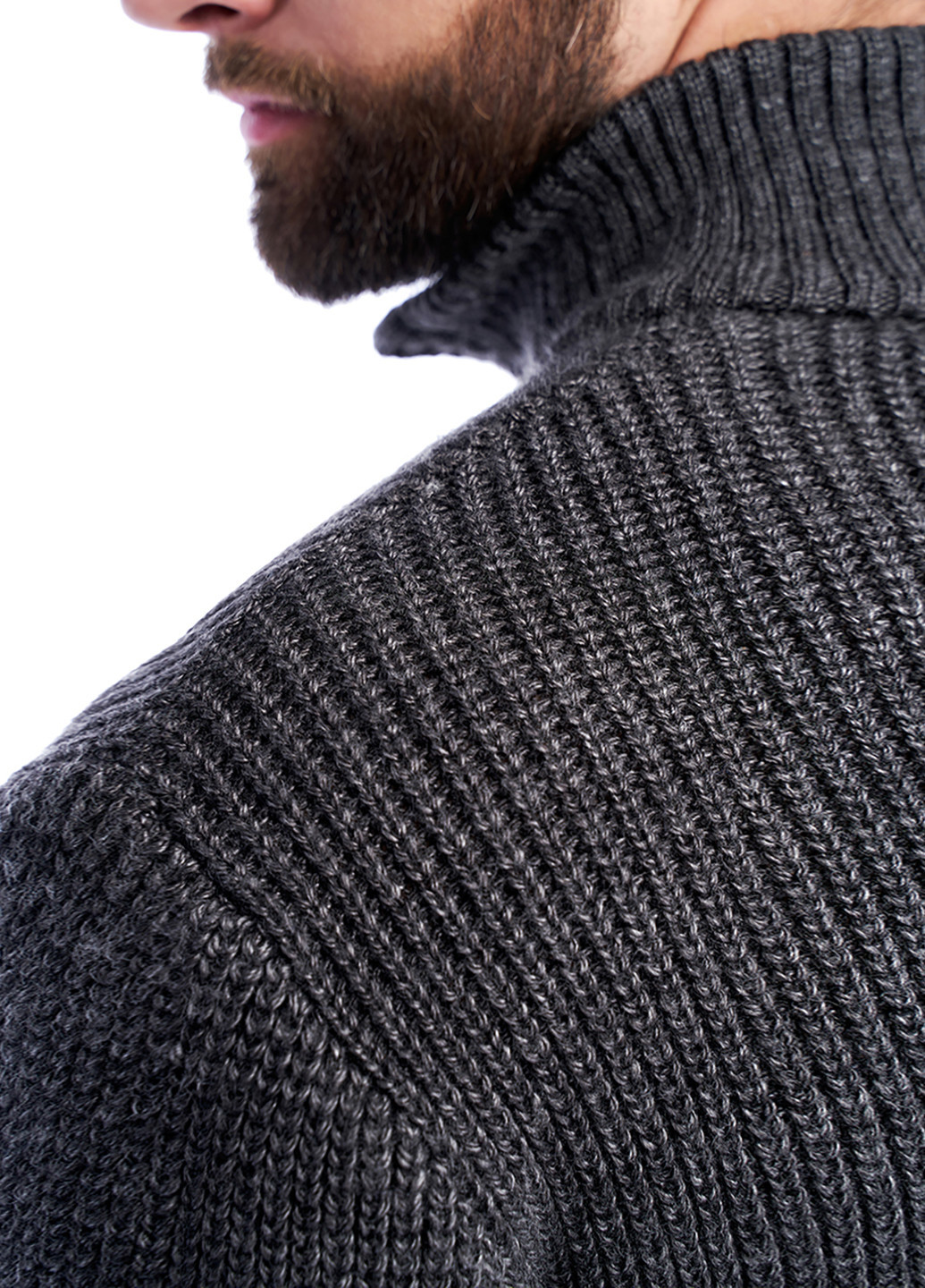 Темно-серый мужской свитер со змейкой на воротнике SVTR