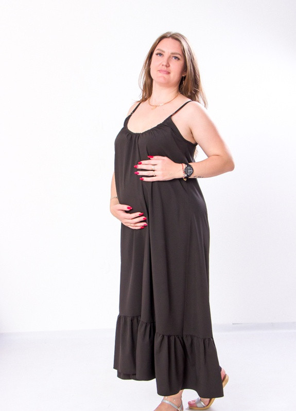 Чорна повсякденний сарафан жіночій для вагітних чорний (12161-v2) No Brand однотонна