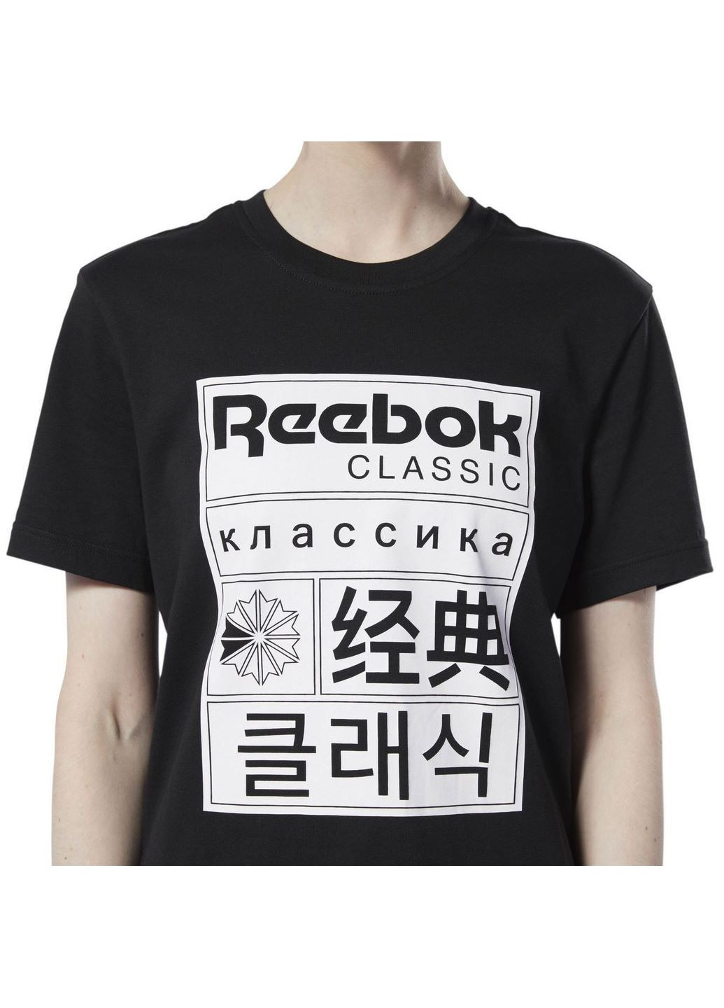 Чорна демісезон жіноча футболка classics graphic dt7312 Reebok