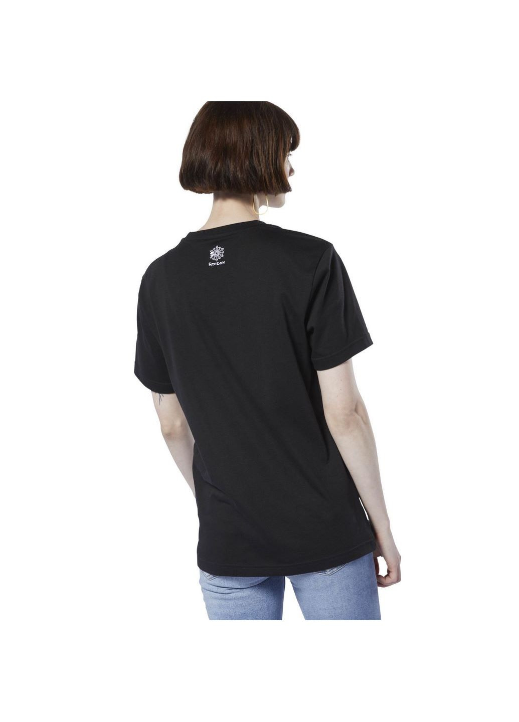 Черная демисезон женская футболка classics graphic dt7312 Reebok