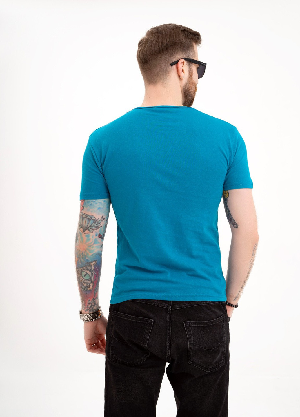 Бірюзова футболка чоловіча з коротким рукавом ISSA PLUS GN4-113