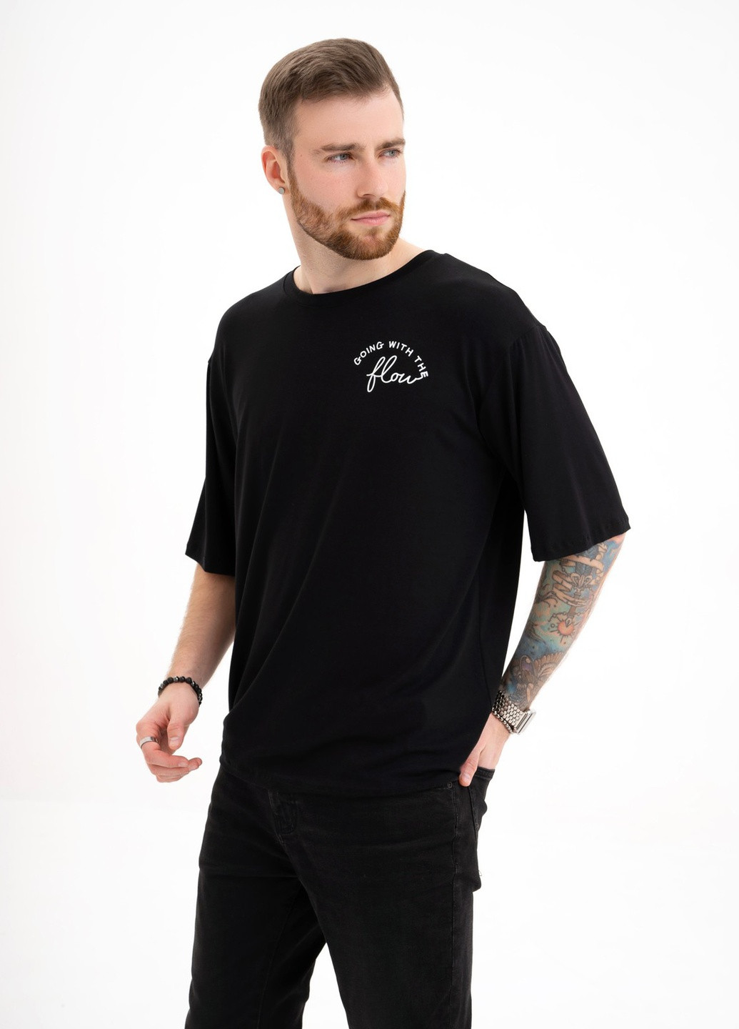 Черная футболка мужская с коротким рукавом ISSA PLUS GN-533