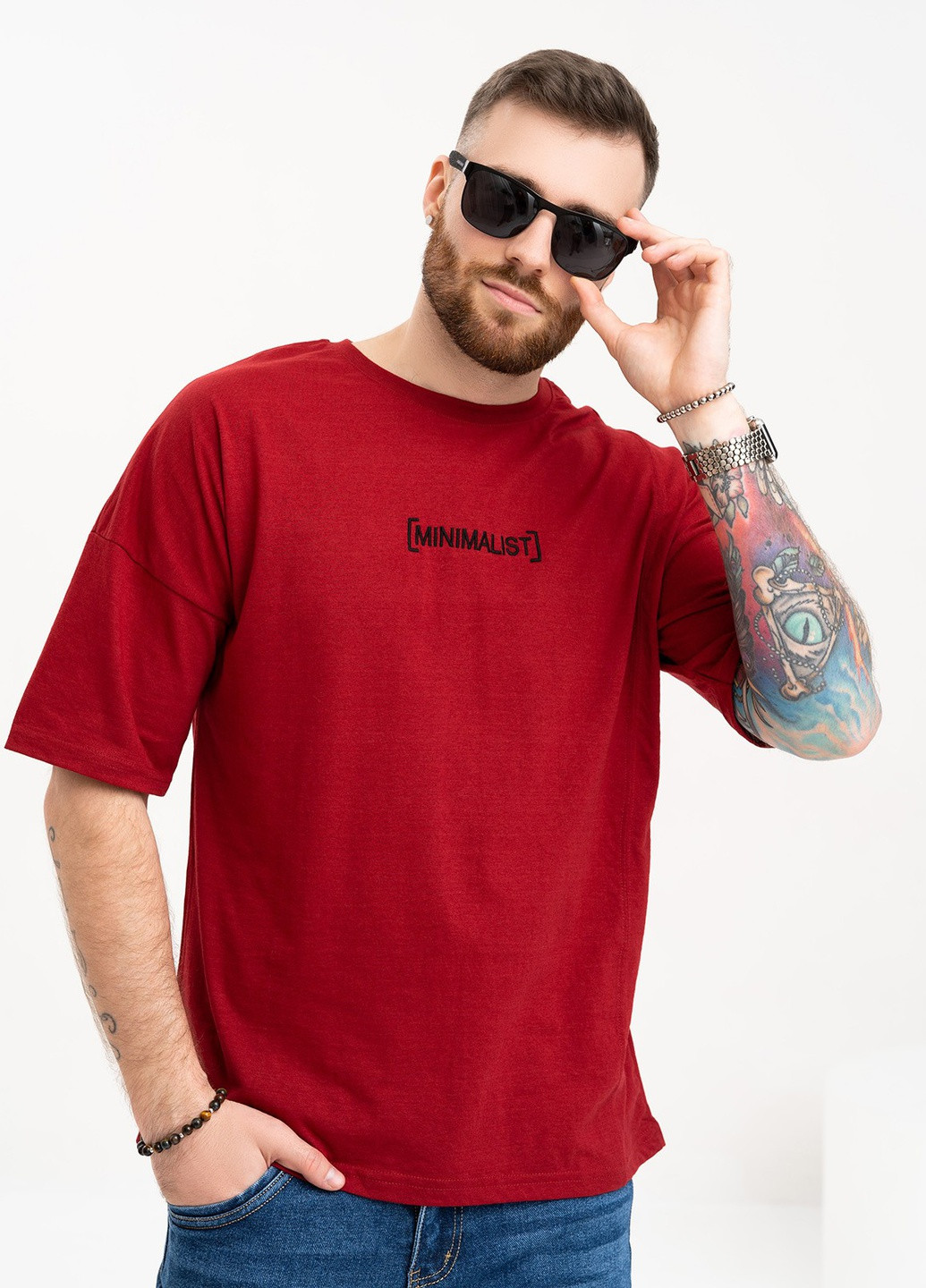 Бордовая футболка мужская с коротким рукавом ISSA PLUS GN4-102