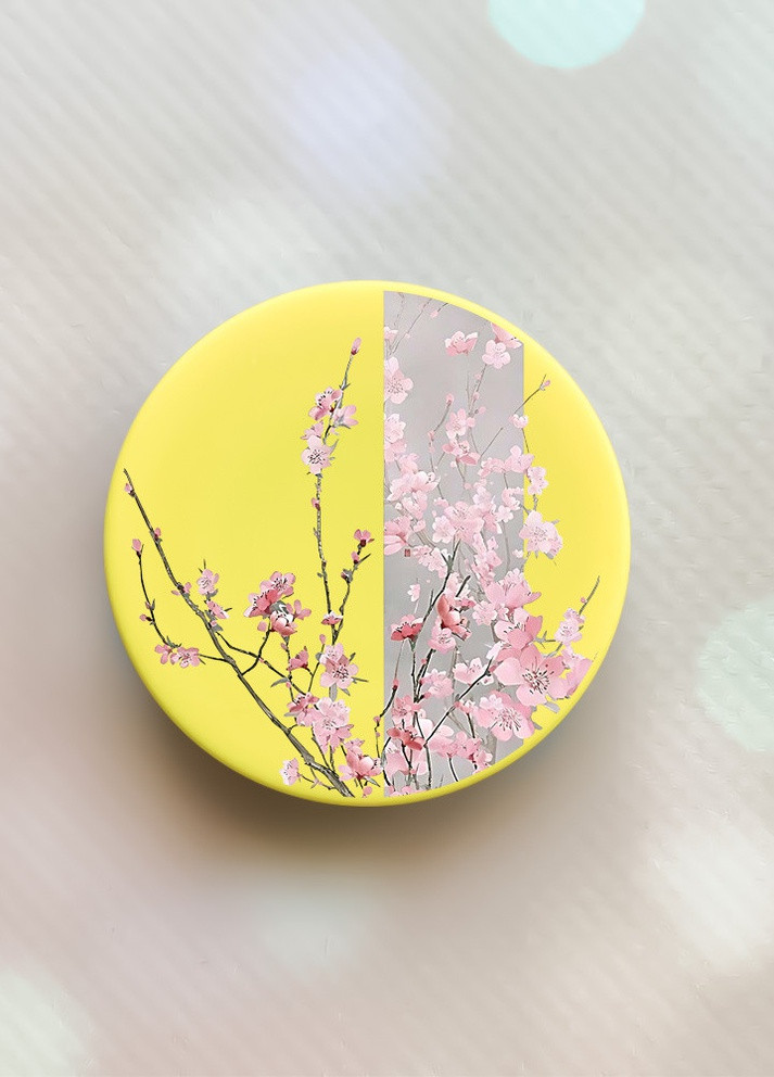 Тримач для смартфона / планшета попсокет Popsocket Жовтий :: Сакура у цвіті (принт 286) Creative (259182911)