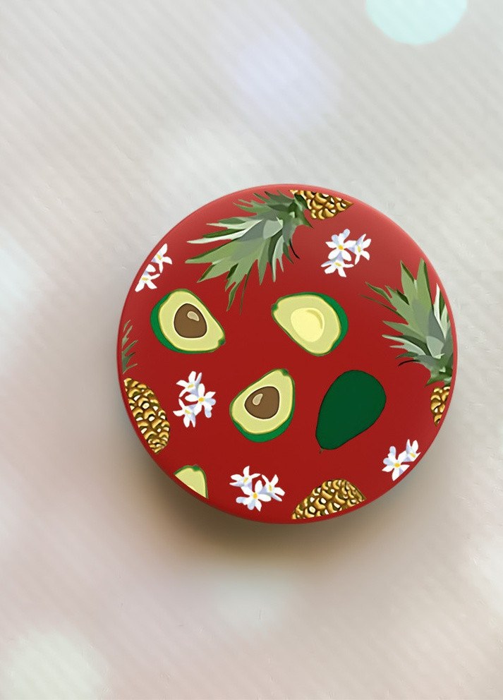 Держатель для смартфона / планшета попсокет Popsocket Красный :: Авокадо и ананас (принт 304) Creative (259182944)