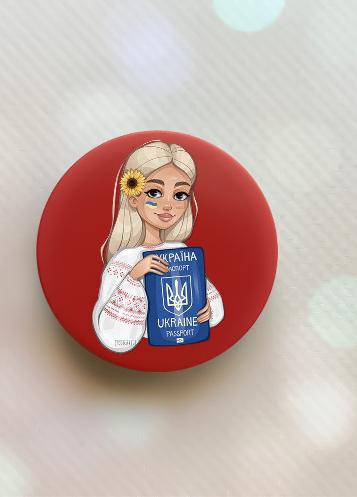 Держатель для смартфона / планшета попсокет Popsocket Красный :: Девушка с паспортом (принт 13) Creative (259182438)