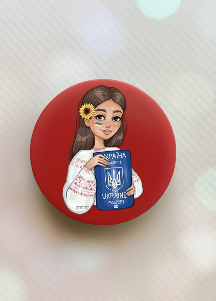 Тримач для смартфона / планшета попсокет Popsocket Червоний :: Дівчина з паспортом (принт 12) Creative (259182675)