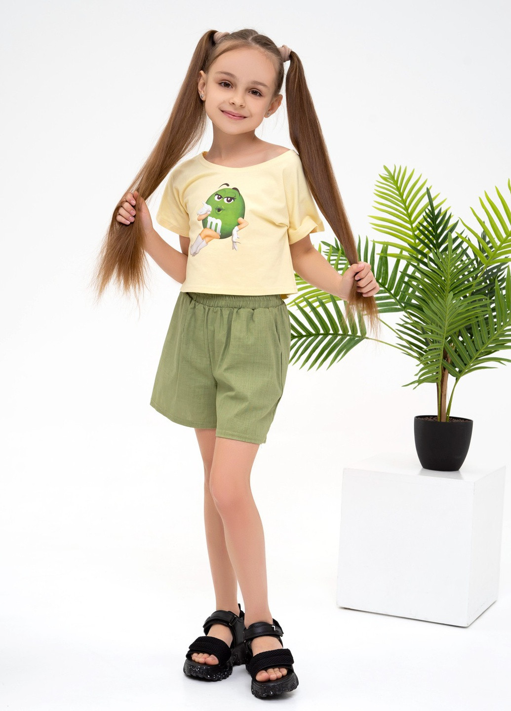 Оливковый (хаки) летний комплект детский с шортами ISSA PLUS Костюм-CD1-40