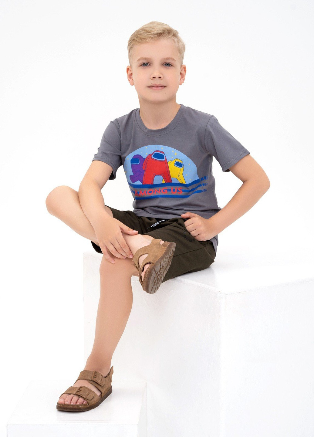 Сіра літня футболка дитяча ISSA PLUS Футболка-GCD1-14