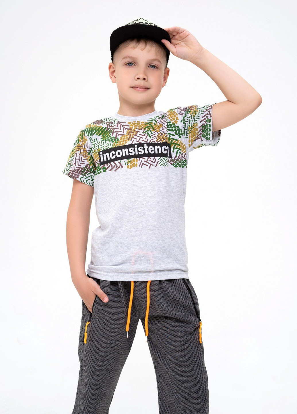 Серая летняя футболка детская ISSA PLUS Футболка-GCD1-20