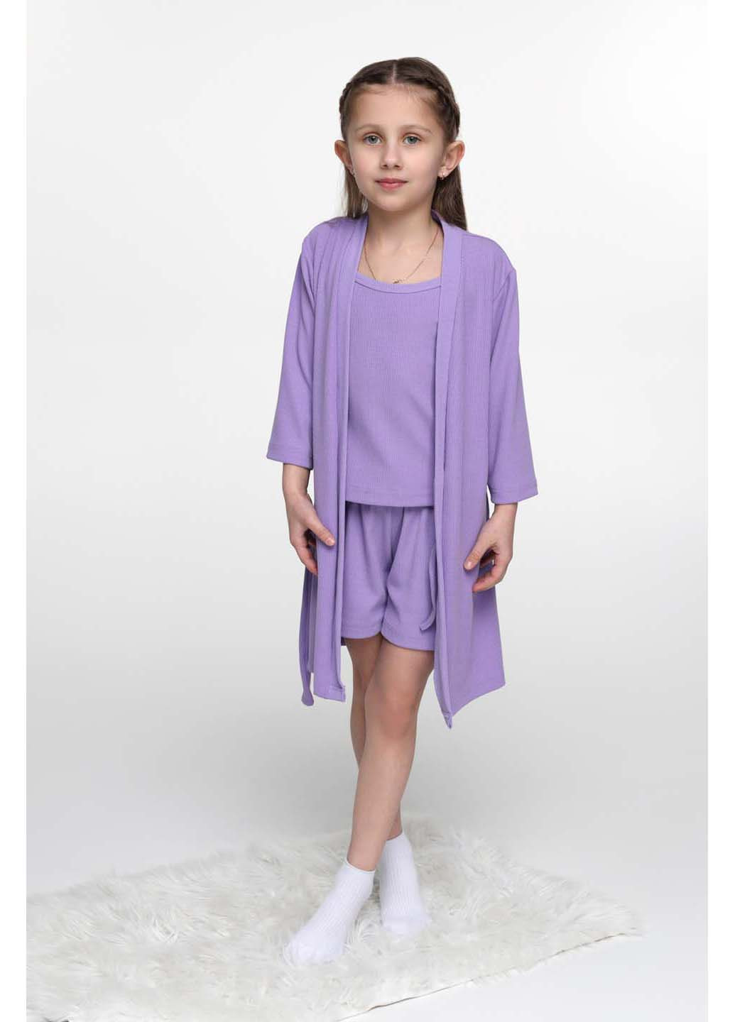 Сиреневый летний костюм (халат, пижама) Barwa 0321-324