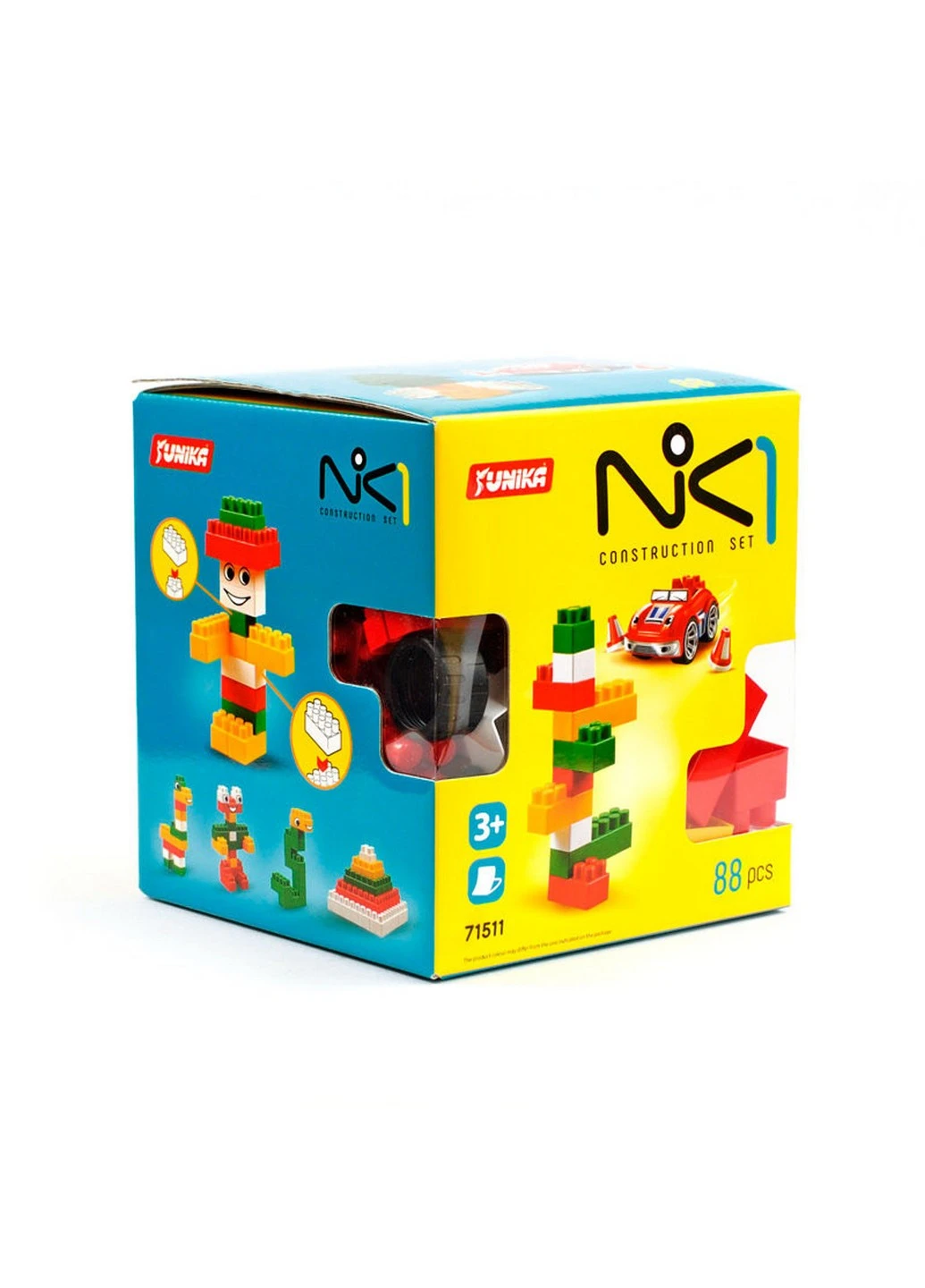 Конструктор детский "NIK-1", 88 крупных деталей 18х18х18 см Юника (259207550)