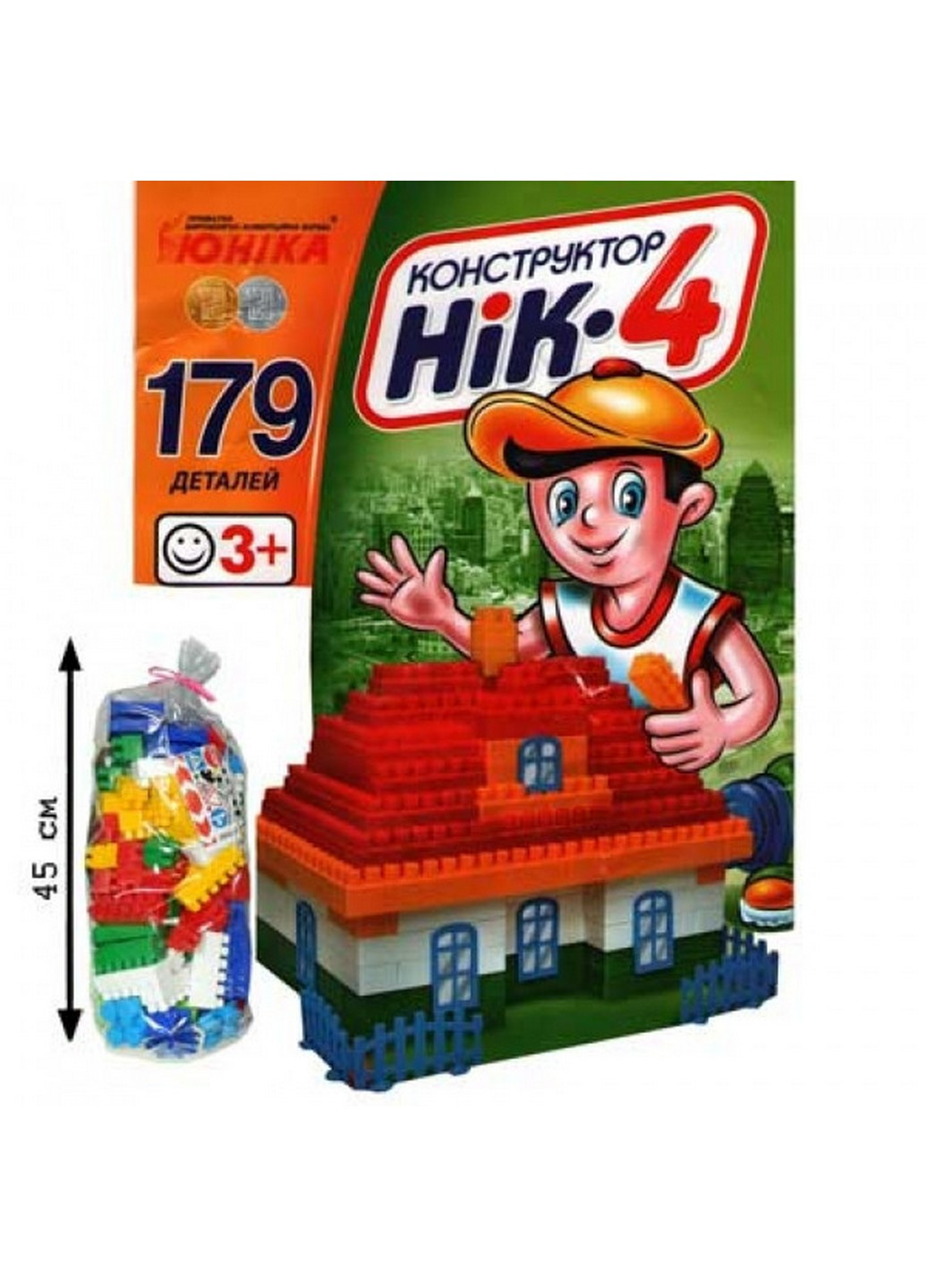 Конструктор дитячий НІК-4, 179 великих деталей 50х16х16 см Юника (259212951)