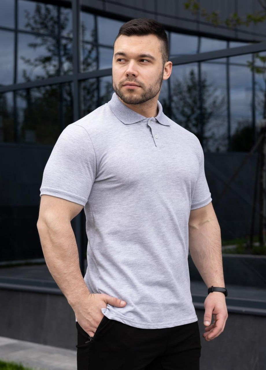 Світло-сіра чоловічі трикотажні футболки з коротким рукавом прямого крою поло loft s m l xl 2xl 3xl(46-56) світло-сірий No Brand