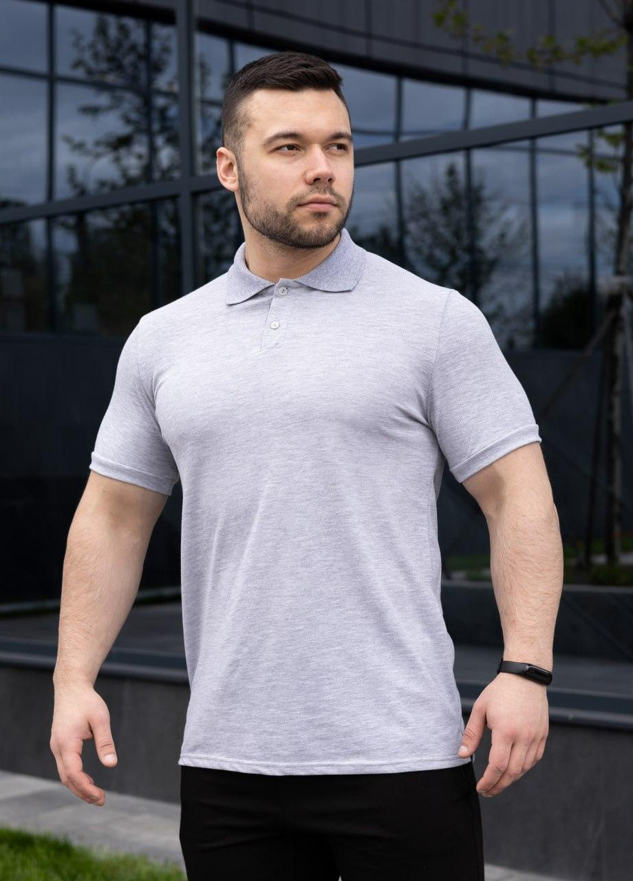 Светло-серая мужская трикотажная футболка с коротким рукавом прямого кроя поло loft s m l xl 2xl 3xl(46-56) светло-серый No Brand