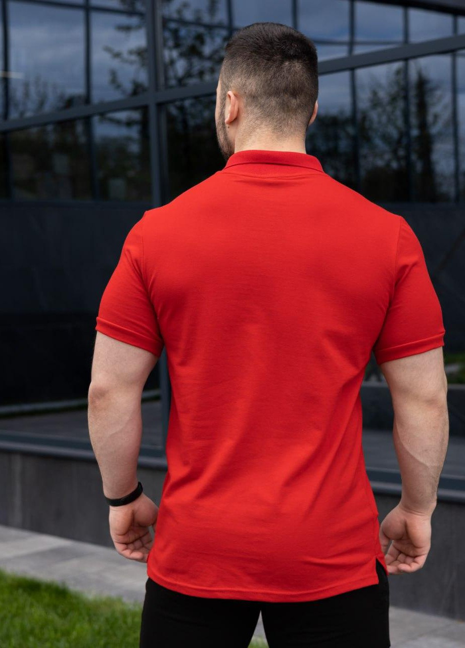 Красная мужская трикотажная футболка с коротким рукавом прямого кроя поло loft s m l xl 2xl 3xl(46-56) красная No Brand