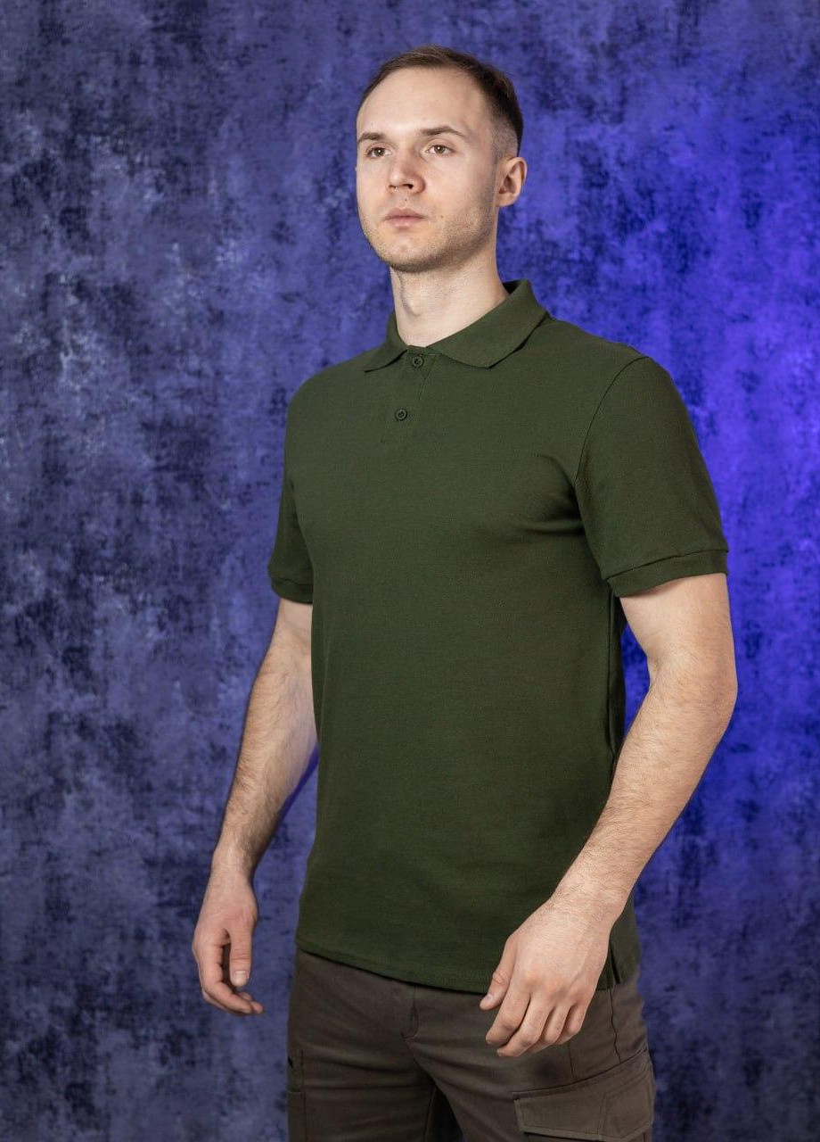 Хакі (оливкова) чоловічі трикотажні футболки з коротким рукавом прямого крою поло loft s m l xl 2xl 3xl(46-56) хакі No Brand