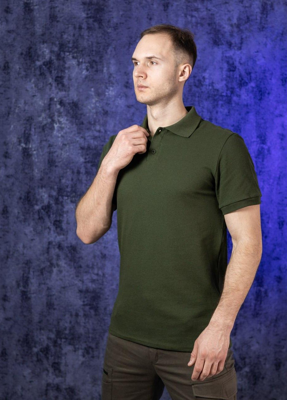 Хакі (оливкова) чоловічі трикотажні футболки з коротким рукавом прямого крою поло loft s m l xl 2xl 3xl(46-56) хакі No Brand