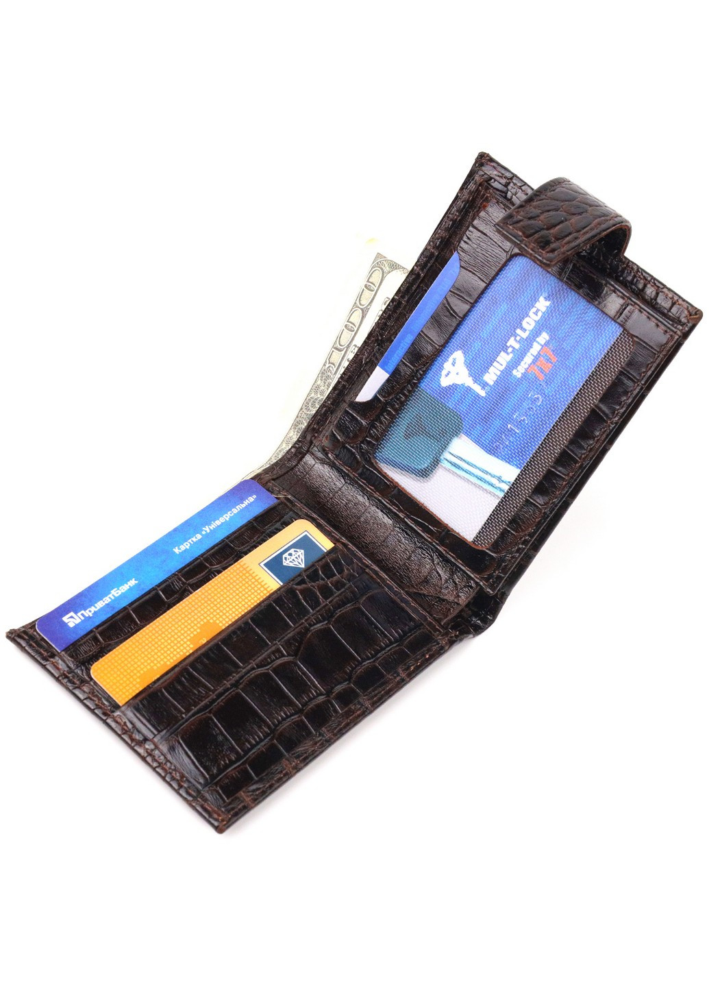 Чоловічий шкіряний гаманець 11х8,3х1 см Canpellini (259245307)
