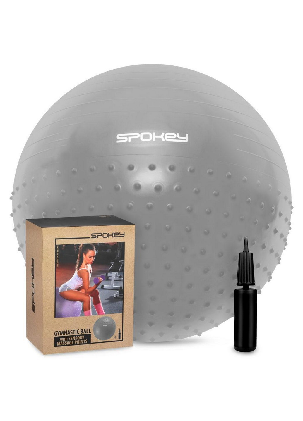 Гимнастический мяч для спорта с насосом 55х55 см Spokey (259245285)