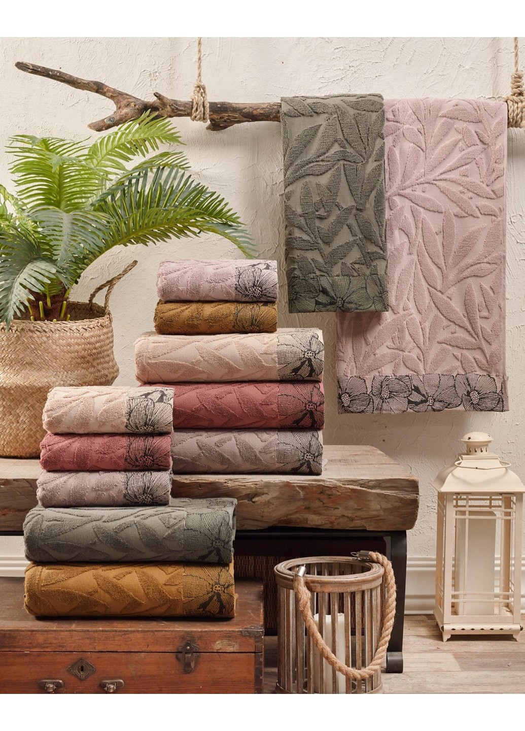 Набір жакардових бавовняних рушників для ванної Begonya(6 штук) 50х90 см Sikel комбінований