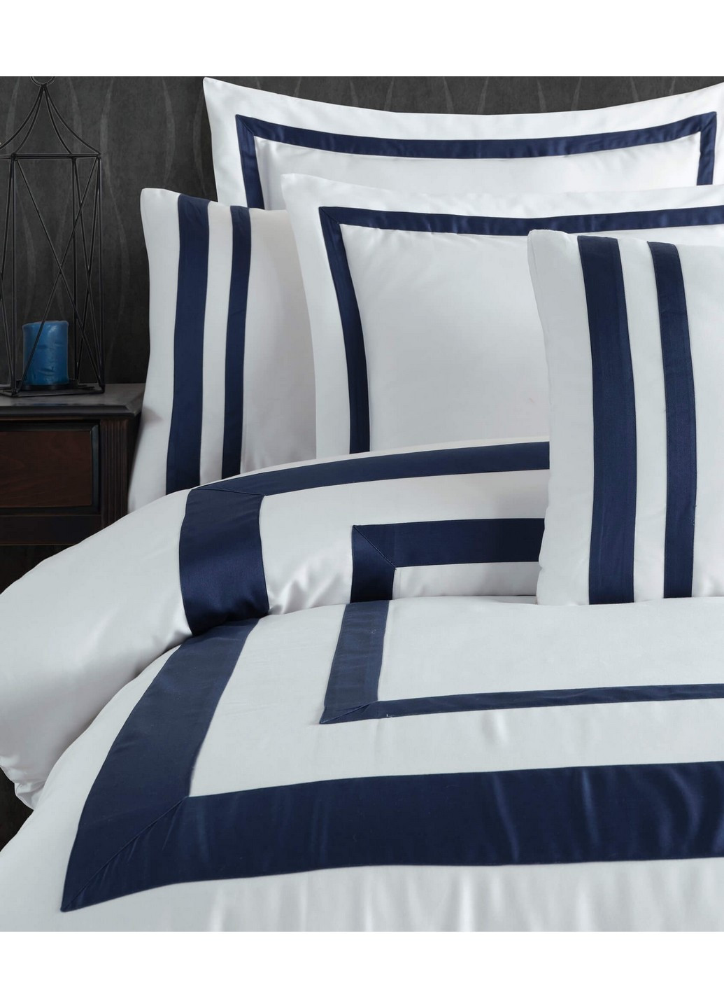 Комплект постельного белья Vitali Antracit с вышивкой Евро Dantela Vita (259245474)