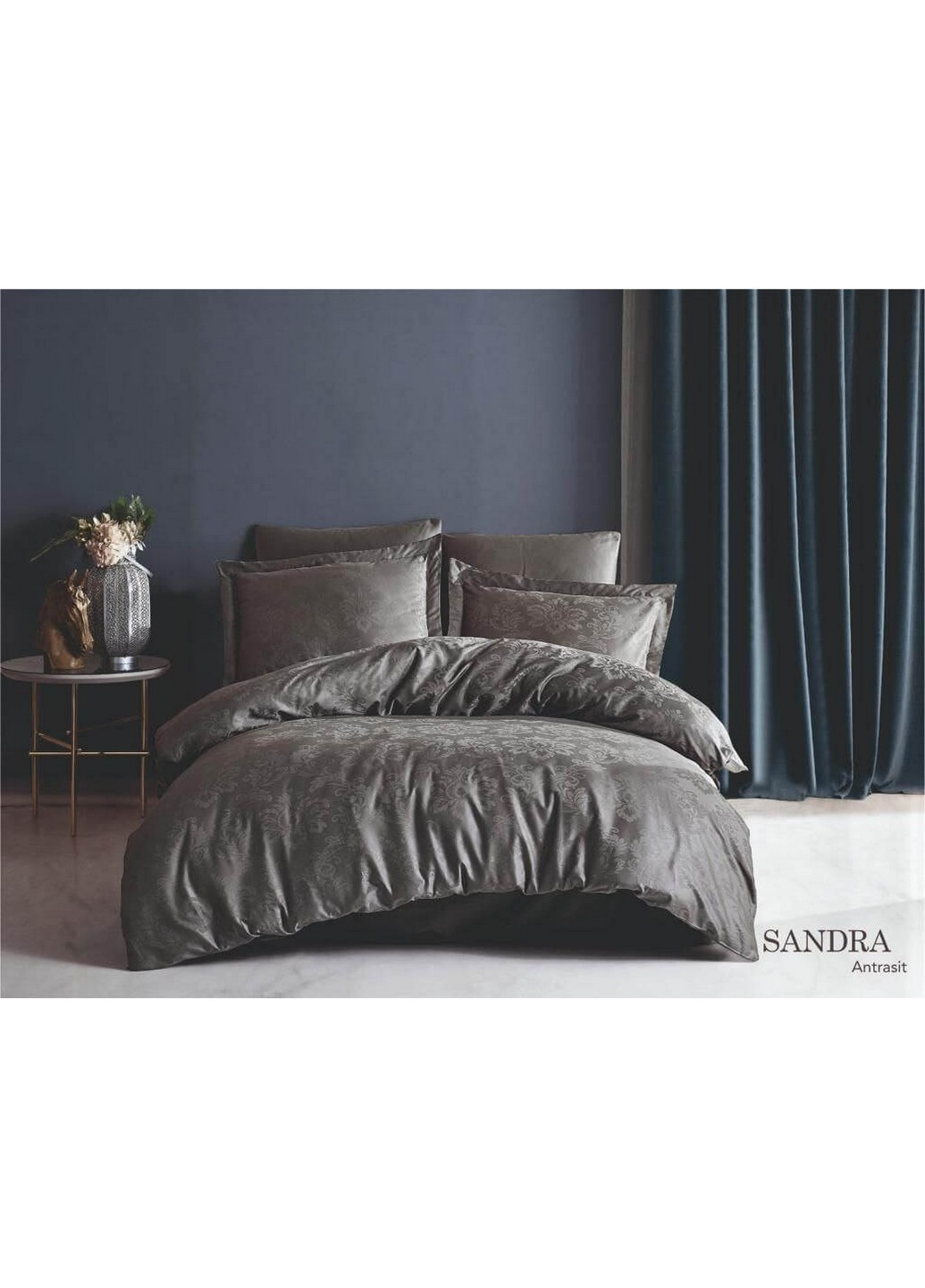 Комплект постельного белья Sandra Antracit Евро Fiesta (259245384)