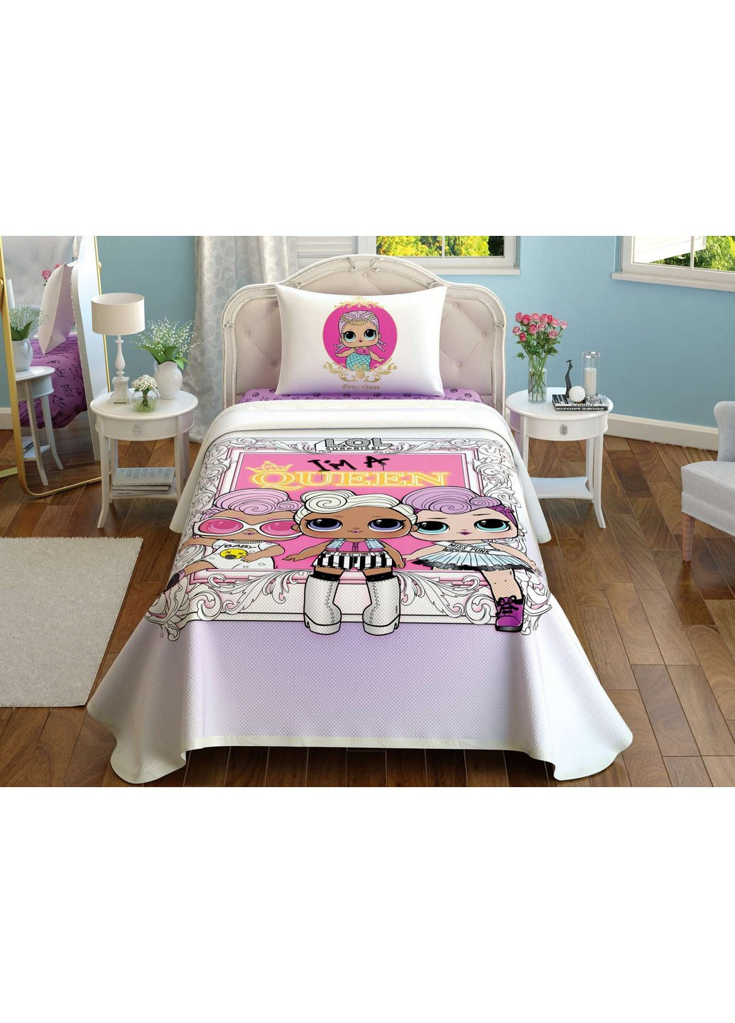 Комплект постельного белья с покрывалом-пике Lol Surprise Queen Односпальний Tac (259243913)