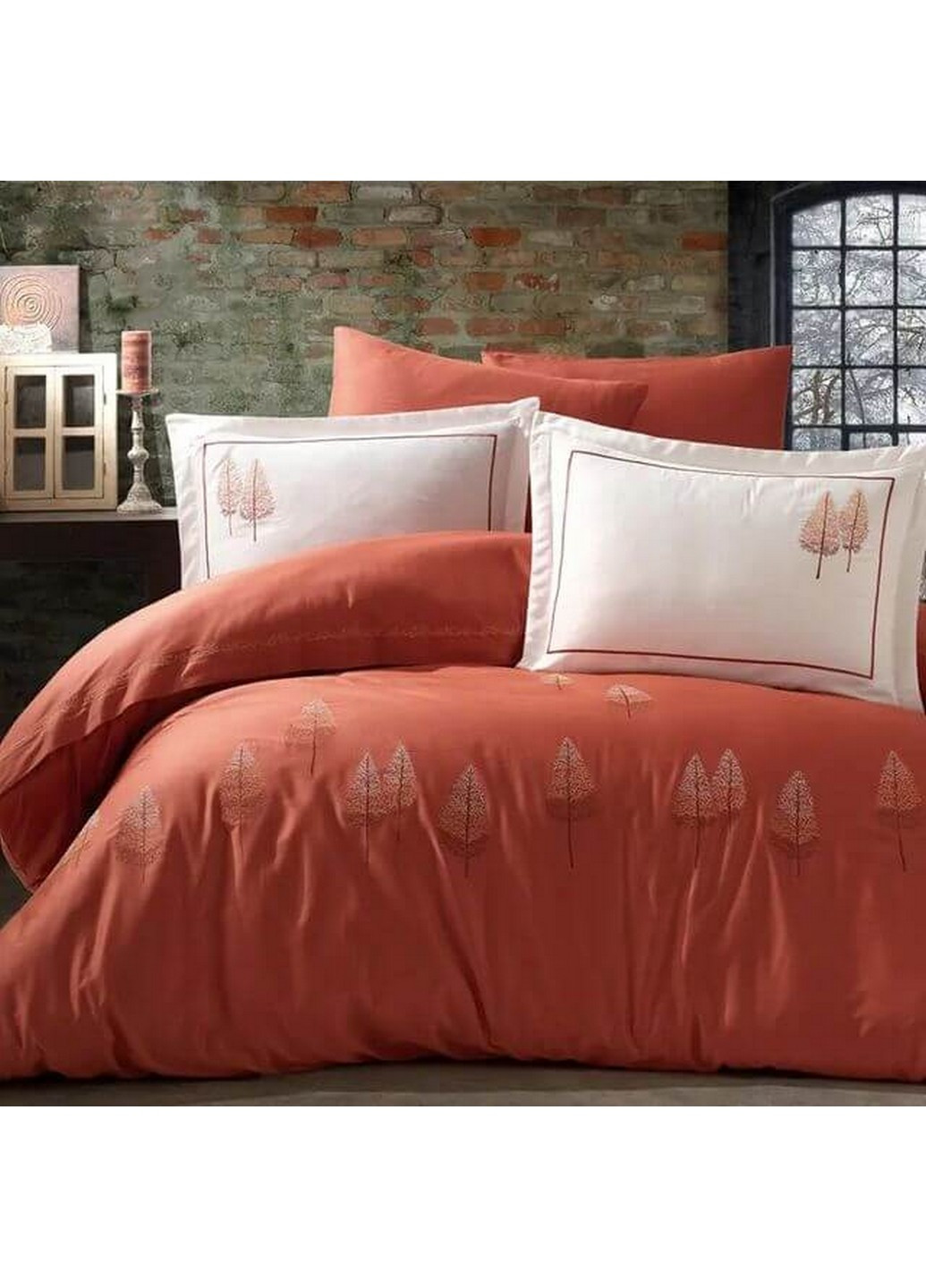 Комплект постільної білизни Pamira Brick з вишивкою Евро Dantela Vita (259244461)