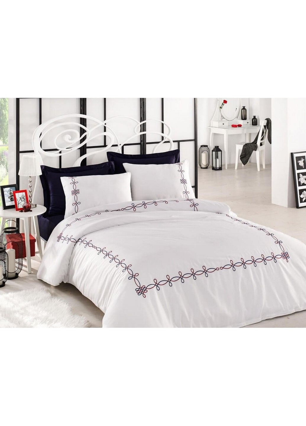 Комплект постільної білизни Viola з вишивкою Евро Dantela Vita (259245488)