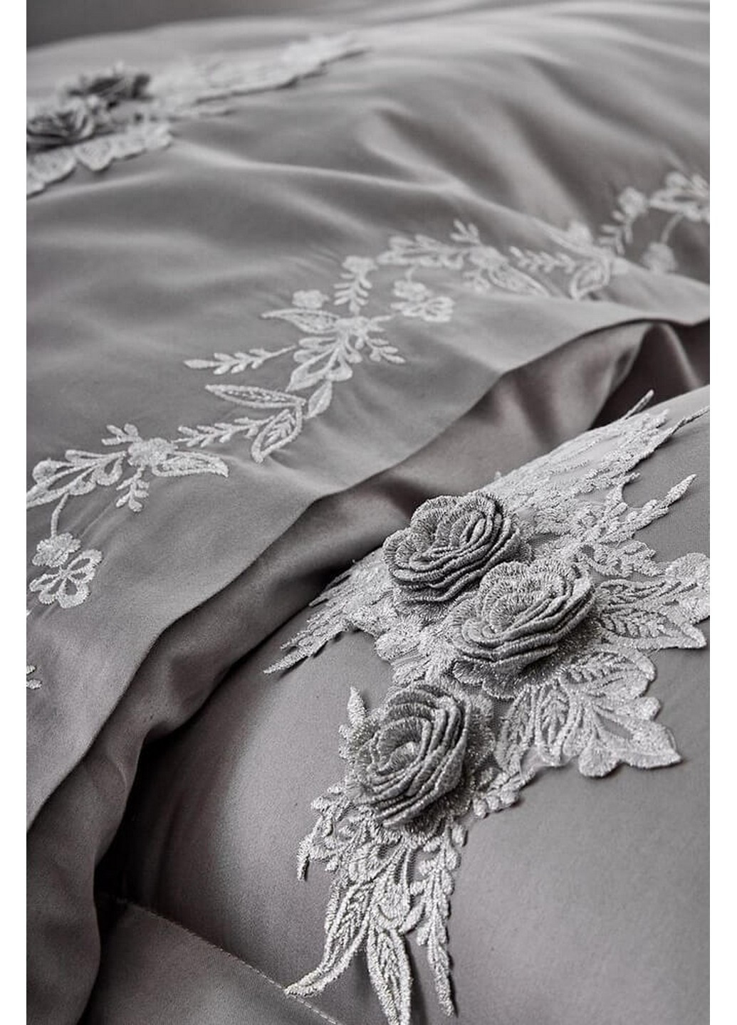Комплект постільної білизни Safir Antracit з мереживом Евро Dantela Vita (259245454)