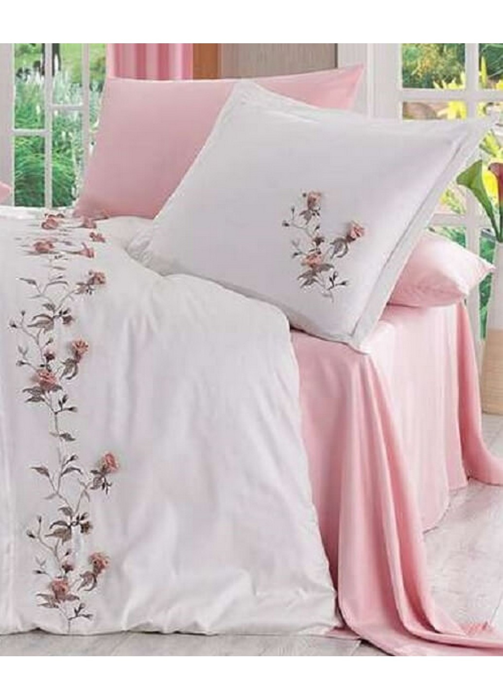 Комплект постільної білизни Anetta з вишивкою Евро Dantela Vita (259244465)