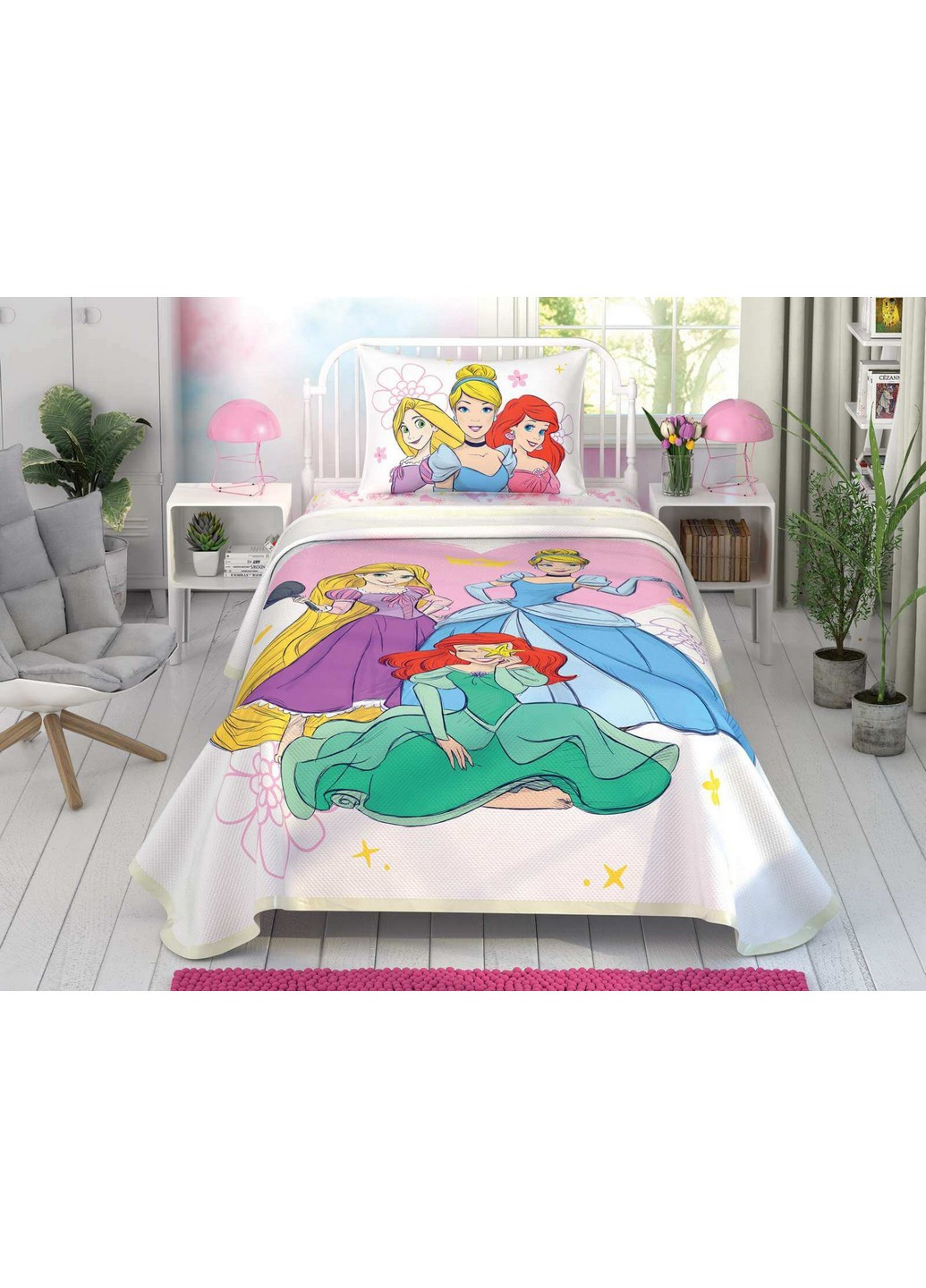 Комплект постельного белья с покрывалом-пике Princess Односпальний Tac (259244915)
