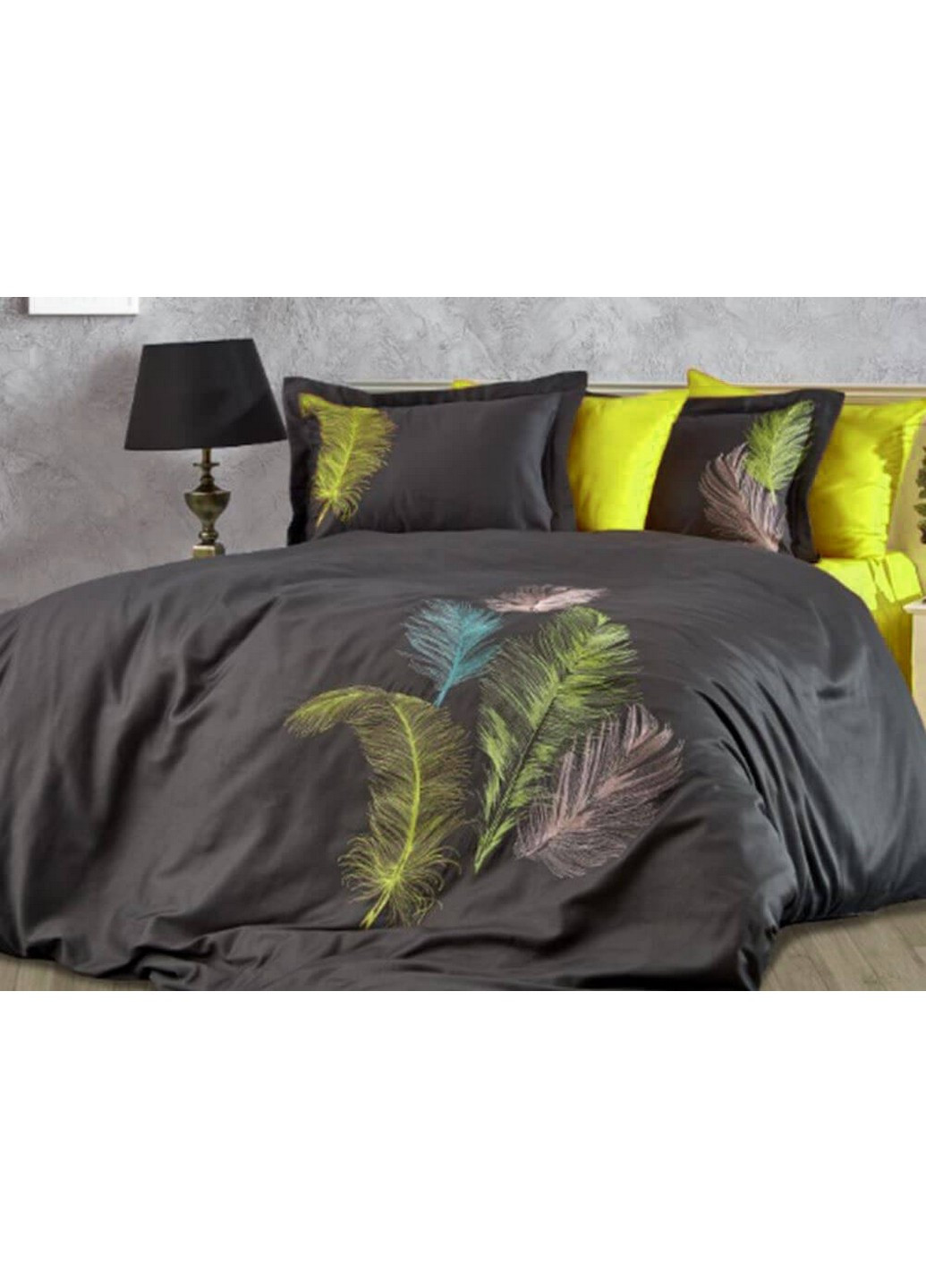 Комплект постельного белья Iz Antracit-Green с вышивкой Евро Dantela Vita (259245434)