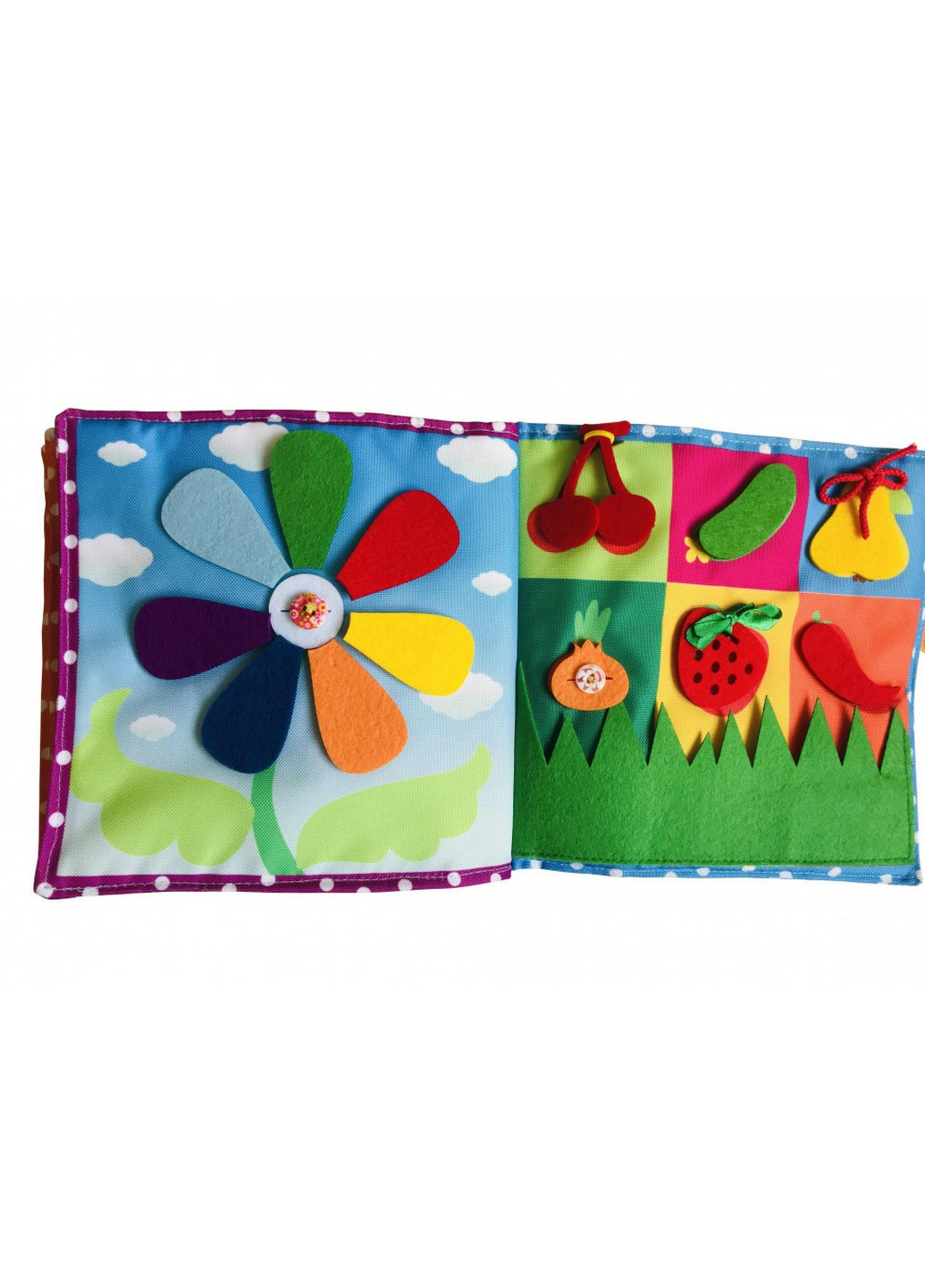 Текстильна розвиваюча книга для малюків "Сонечко" 22х22х6 см Bambini (259265133)