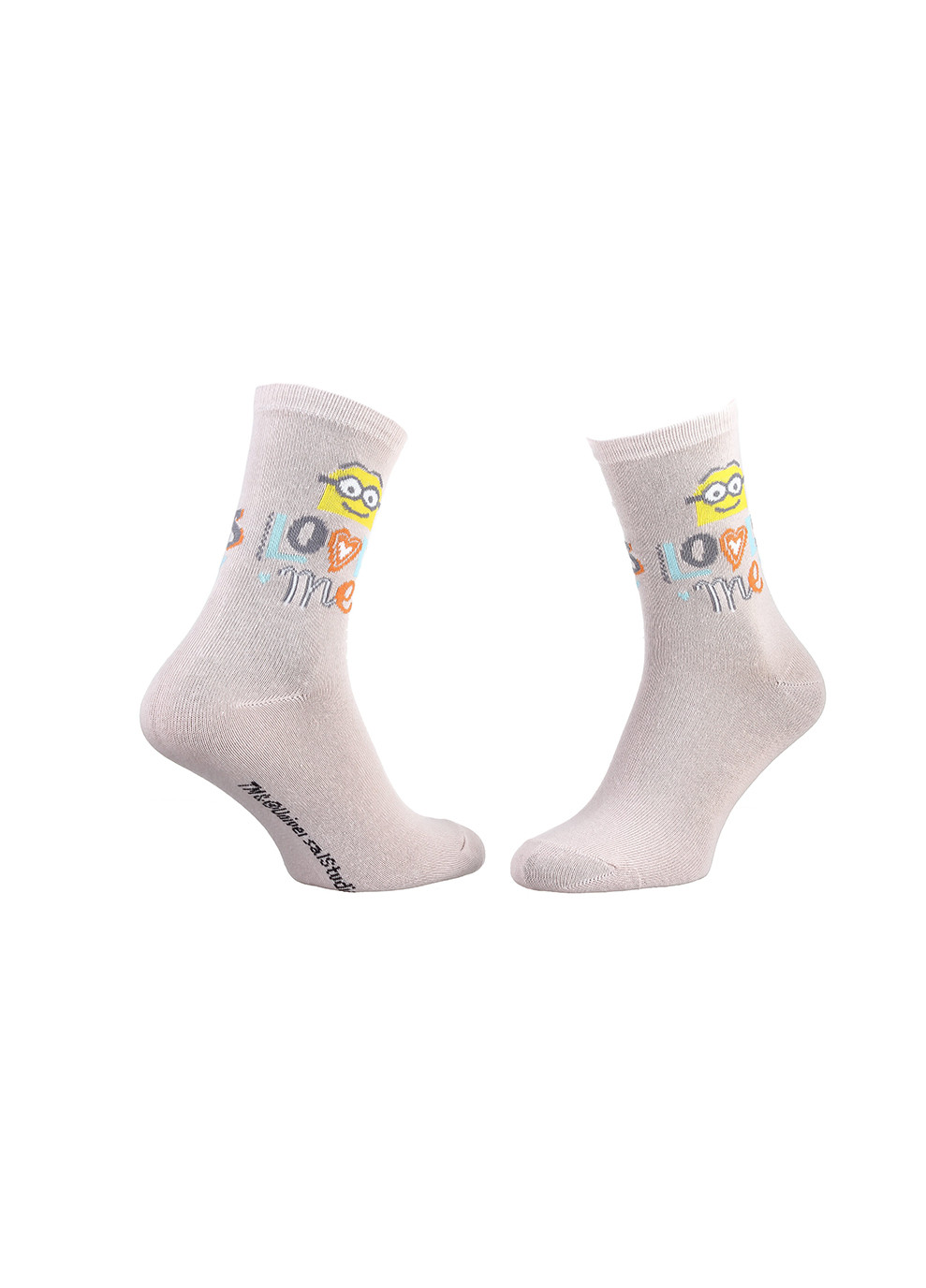 Серые носки minion loves me 1-pack 36-41 pale gray-yellow Minions (259296429)