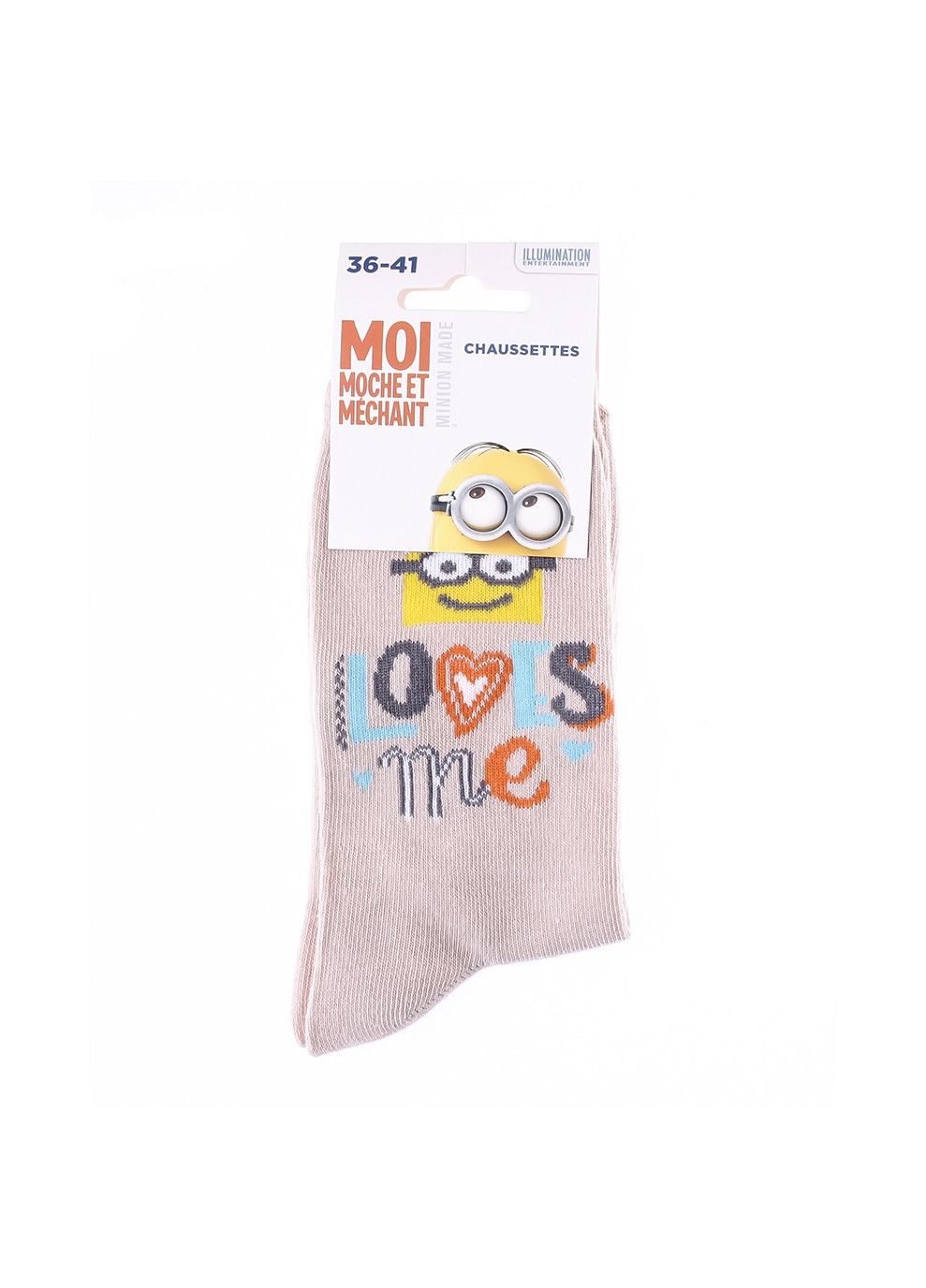 Носки Minion Loves Me 1-pack 36-41 pale gray-yellow Minions (259296429)
