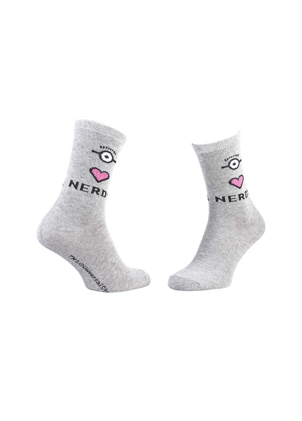 Сірі шкарпетки heart eye nerds 1-pack 36-41 light gray Minions (259296441)