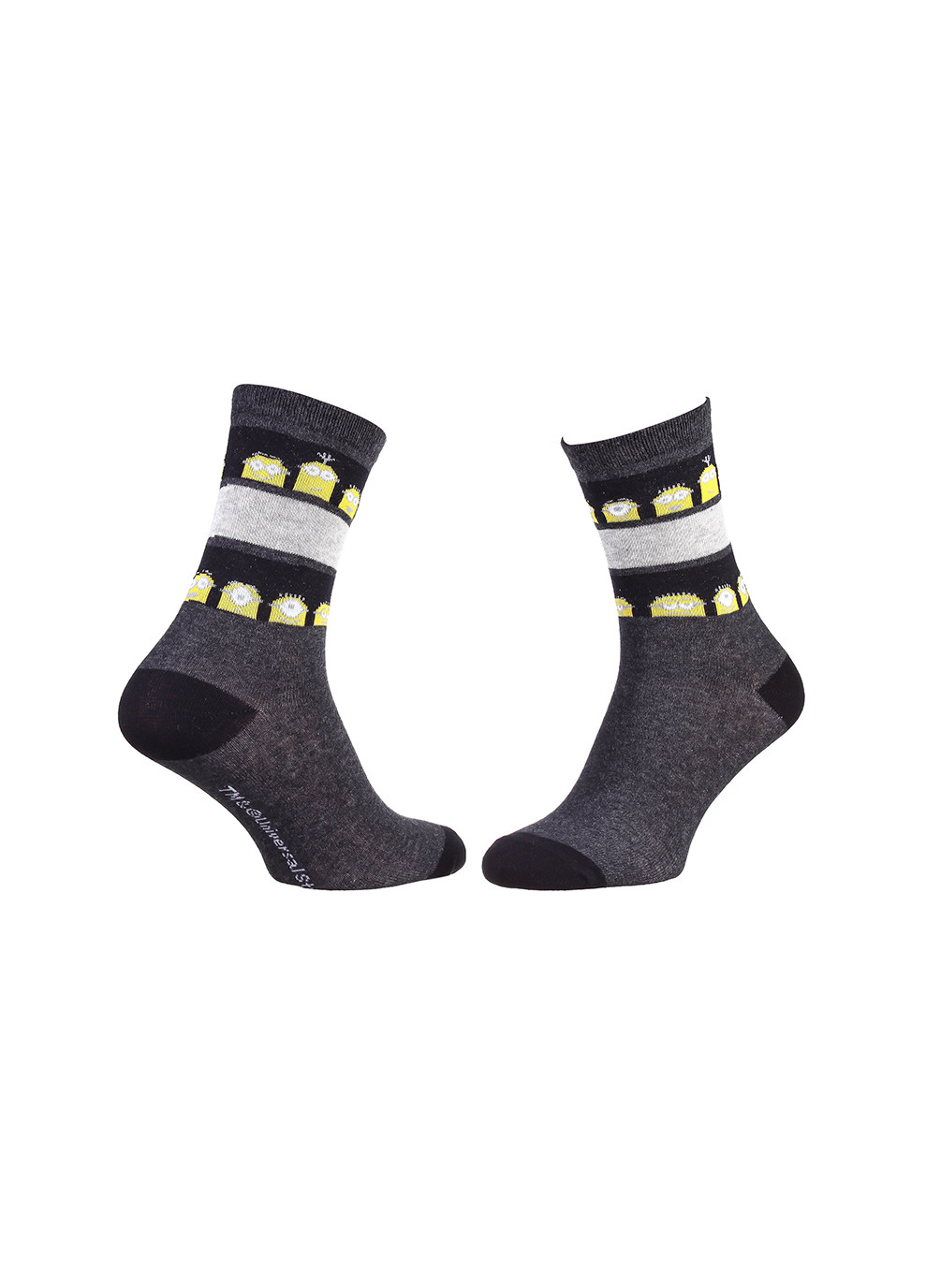 Сірі шкарпетки stripes on shaft minion 1-pack 36-41 dark gray Minions (259296425)