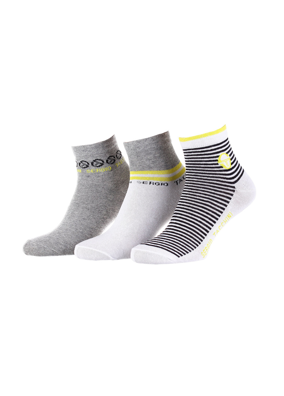 Сірі шкарпетки 3-pack 36-41 white/yellow/gray Sergio Tacchini (259296254)