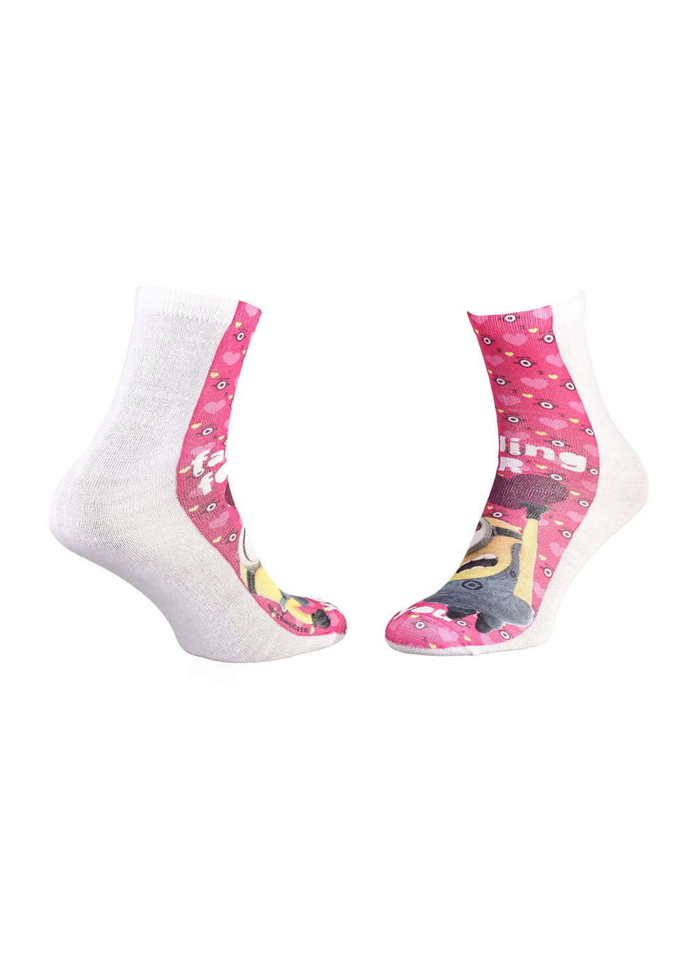 Білі шкарпетки minion and heart 1-pack 36-41 white/pink Minions (259296430)