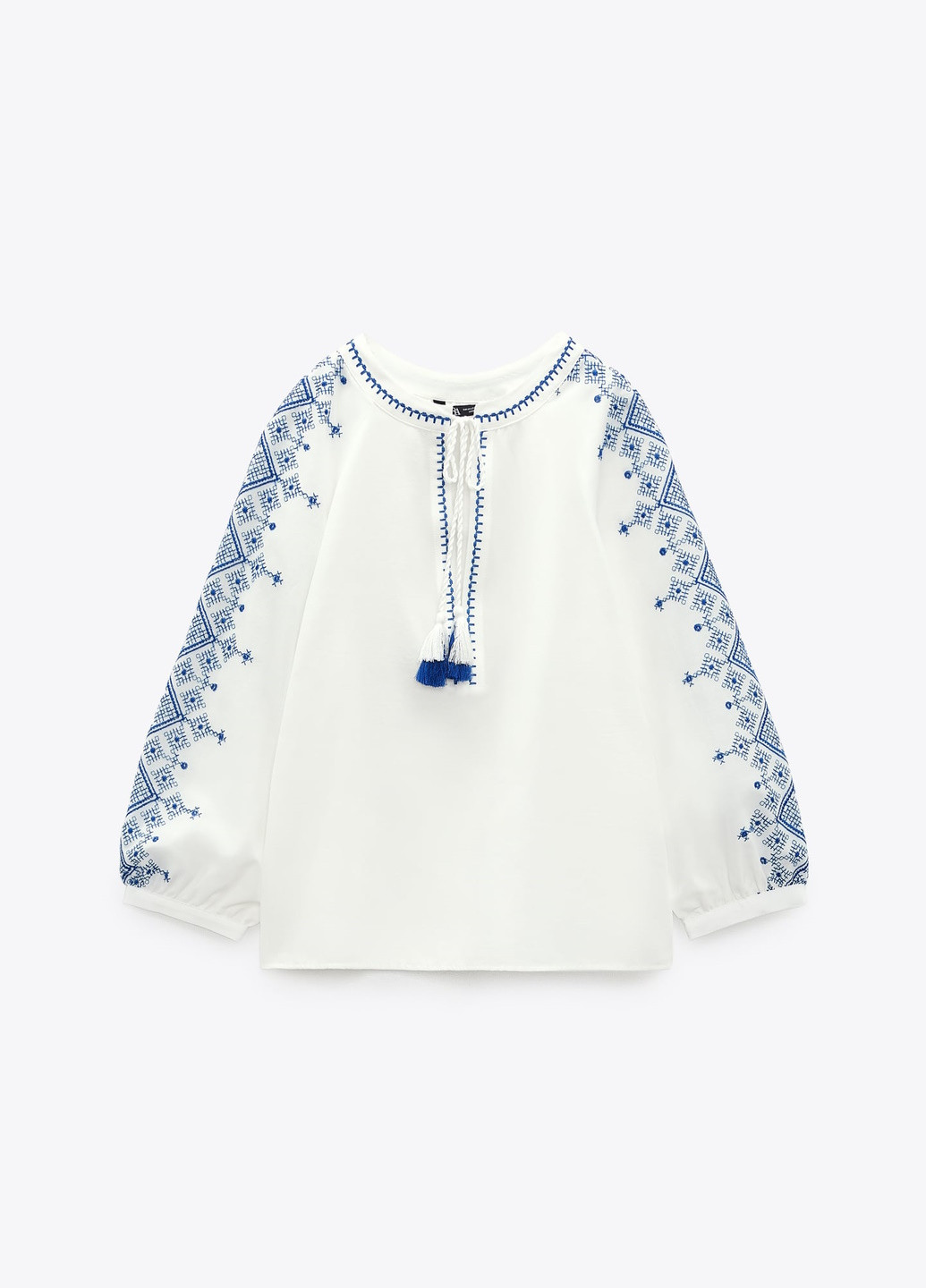 Белая праздничный рубашка с геометрическим узором Zara